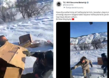Deprem bölgesindeki köylere helikopterli yardım