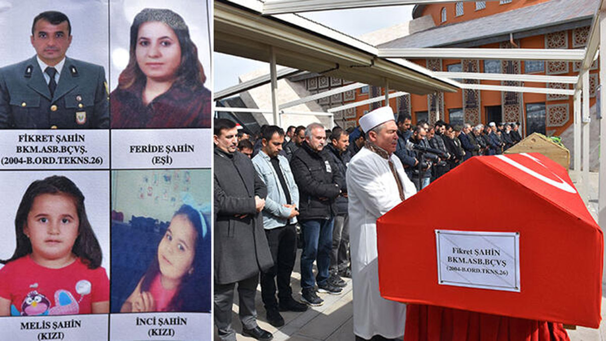 Depremde ölen astsubay ve ailesi toprağa verildi