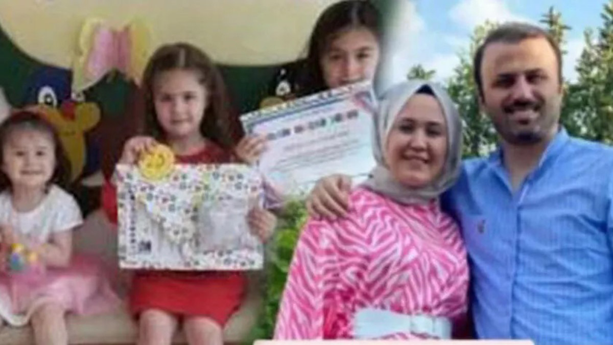 Enkazda ölen öğretmen çift ve 3 kızı defnedildi