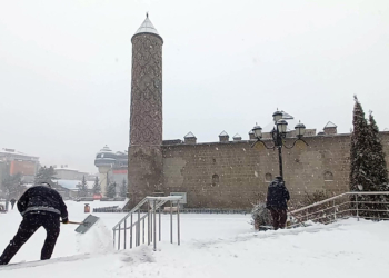 Erzurum ve Erzincan'da kar yağışı etkili oldu