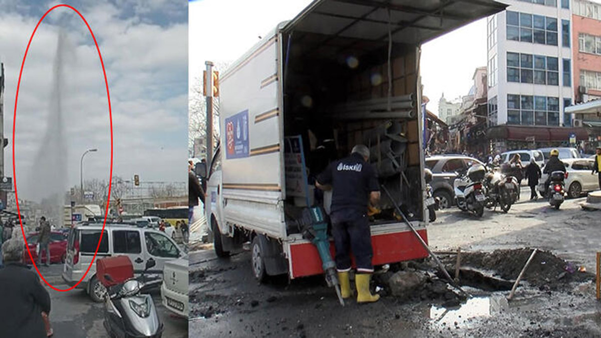 Fatih'te su borusu patladı