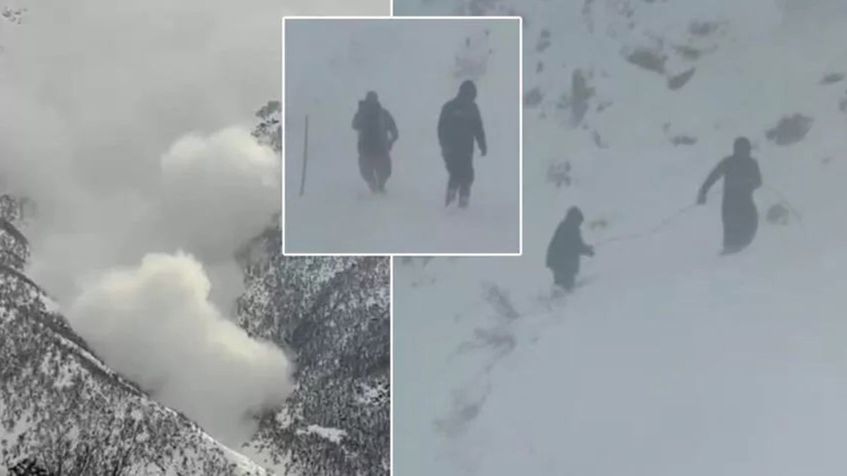 Hakkari'de çığ düşmesi kamerada