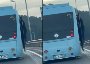 Maltepe'de minibüs kapısında tehlikeli yolculuk kamerada