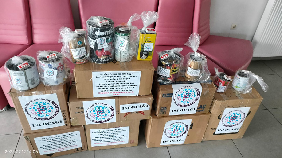 Depremzedeler için atık kutulardan ısı ocağı ürettiler