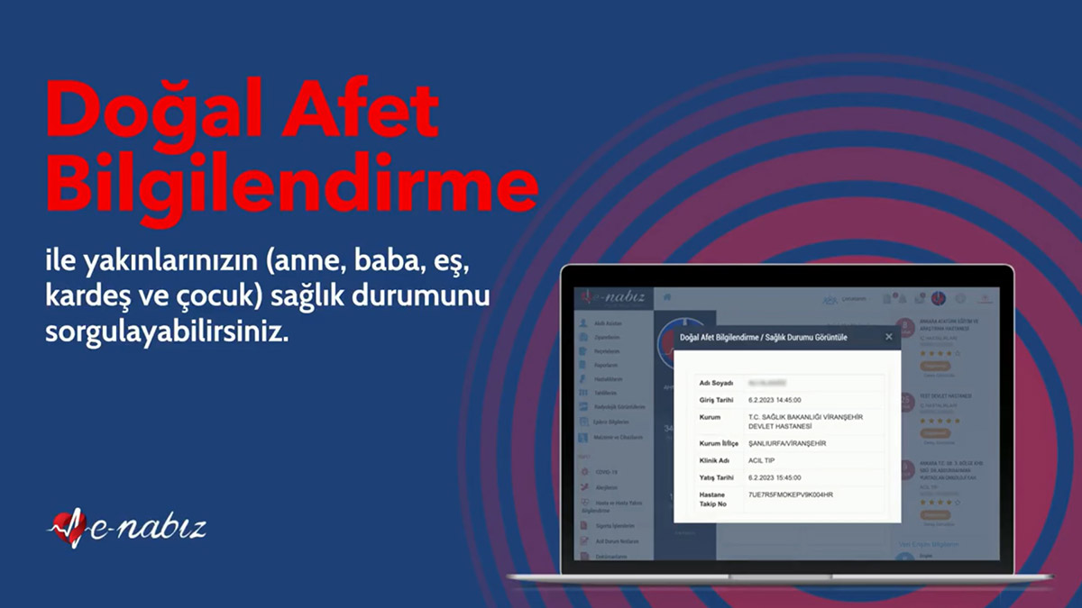 e-Nabız'a 'Doğal Afet Bilgilendirme' sistemi eklendi