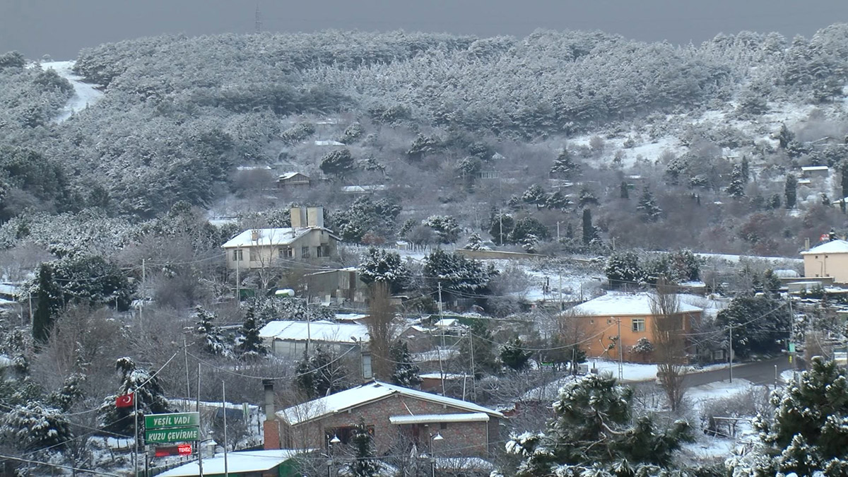 Kartal Aydos Ormanı kar yağışıyla beyaza büründü