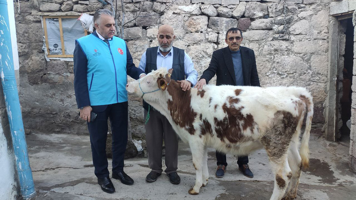 Büyükbaş hayvanını depremzedeler için bağışladı
