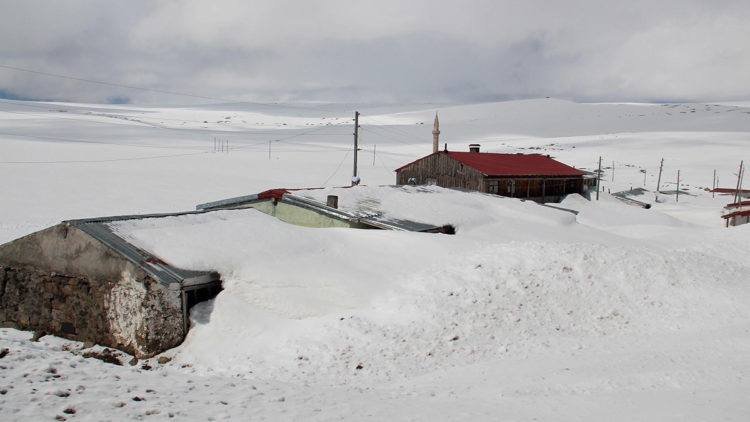 Bülbülan Yaylası'ndaki evler kara gömüldü