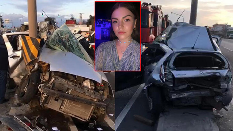 Direğe çarpan otomobilin sürücüsü Beste Atakur öldü