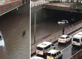 Diyarbakır'daki kuvvetli yağış; 9 otomobil hasar gördü