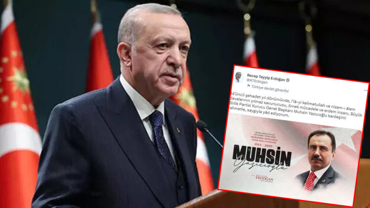 Erdoğan'dan muhsin yazıcıoğlu paylaşımı