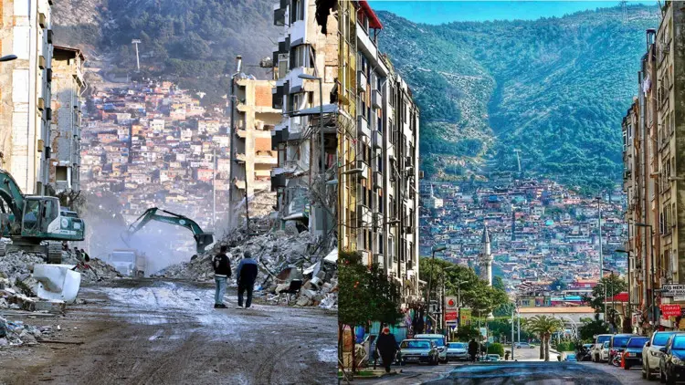 Hatay'da deprem öncesi ve sonrası fotoğrafları