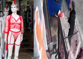 İç çamaşırı giydirilen cansız mankenlere saldırı