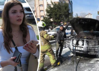Kadıköy'de aracı yanan sürücünün gözyaşları