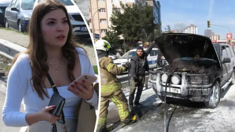 Kadıköy'de aracı yanan sürücünün gözyaşları