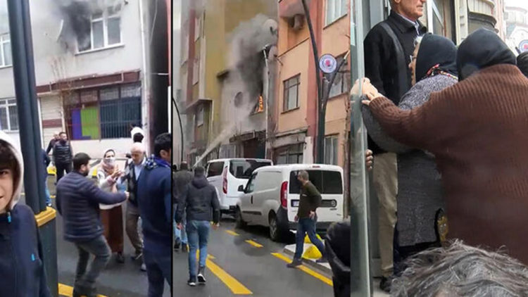 Kağıthane'de yaşlı çifti yangından komşuları kurtardı 