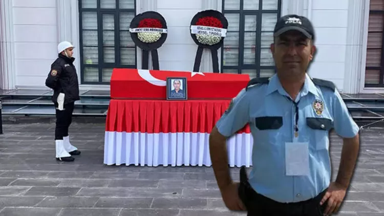 Kalp krizinden ölen polis memuru için tören