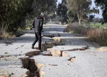 Kuş cennetindeki yol depremde yarıldı