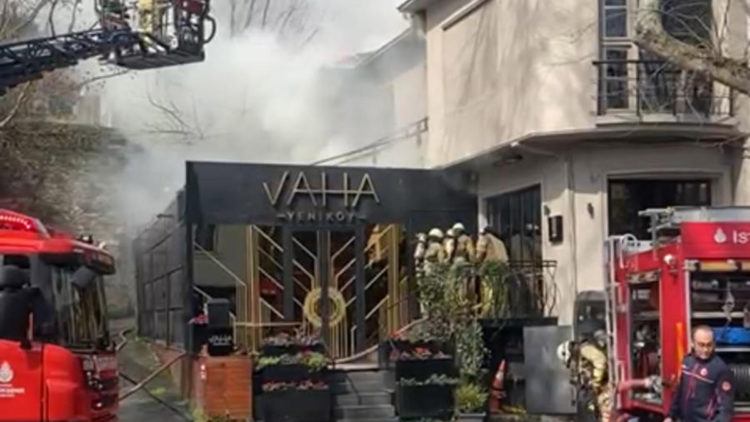 Sarıyer'de restorandaki yangına hortumla müdahale