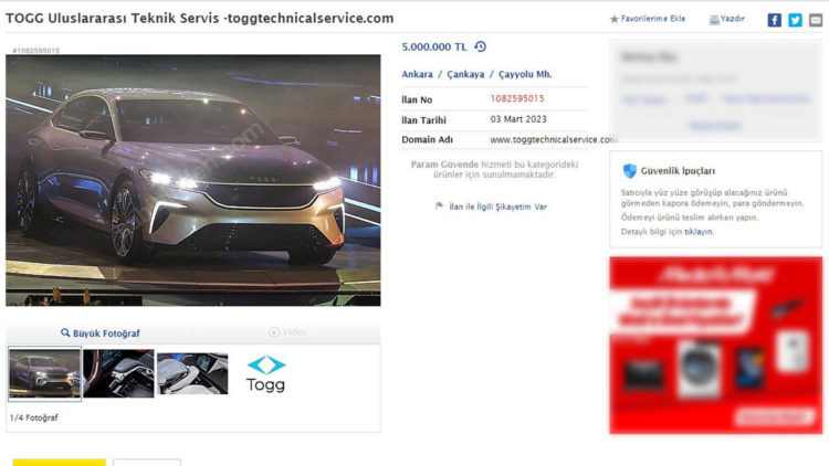 Togg uzantılı internet adreslerini alıp satışa çıkardılar