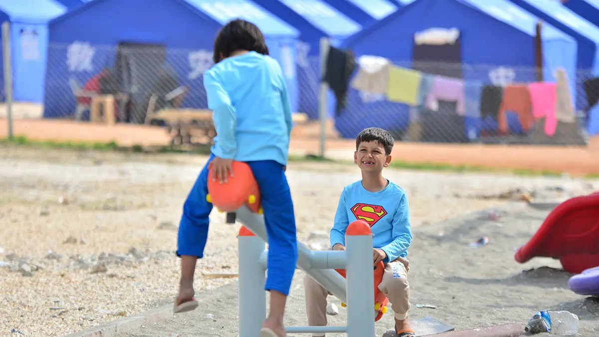 Hatay'da çadır kentlere çocuk parkları kuruldu