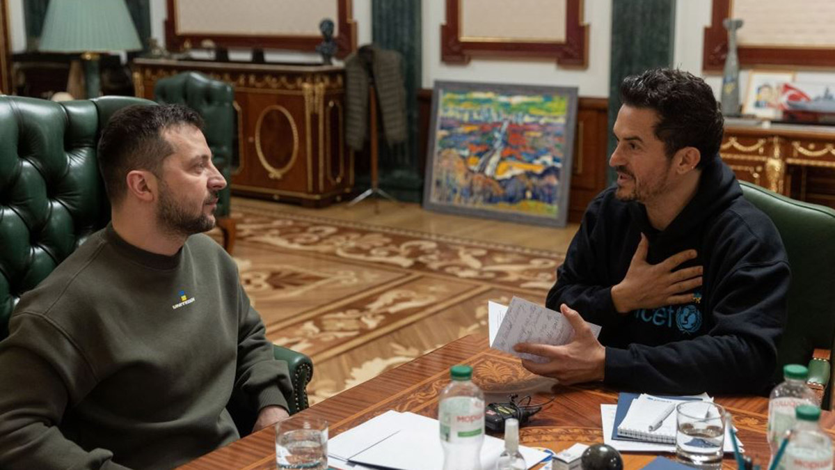 Ukrayna'yı ziyaret eden İngiliz aktör UNICEF İyi Niyet Elçisi Orlando Bloom başkent Kiev’de Ukrayna Devlet Başkanı Volodimir Zelenski bir araya geldi.