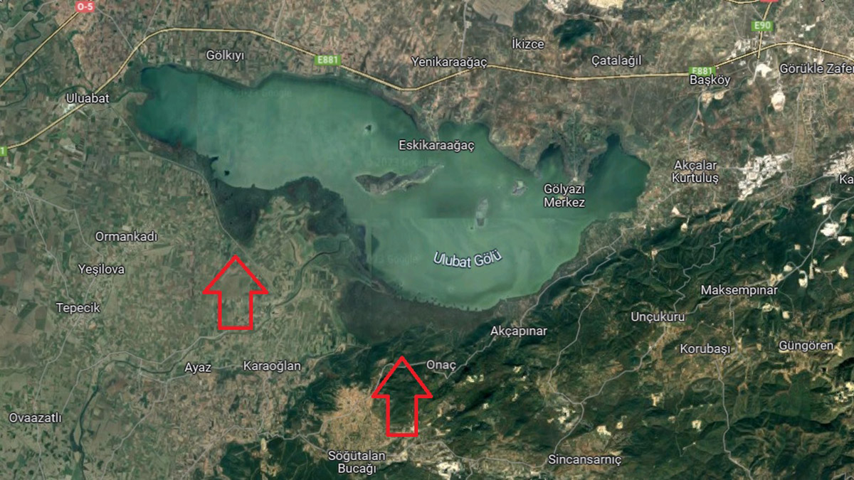 Uluabat Gölü'ndeki su çekilmesi uydu görüntülerinde