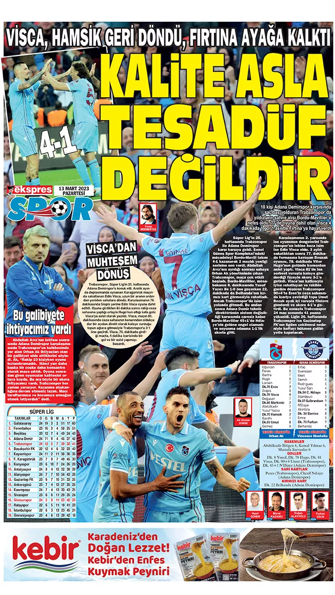 Sezon başından bu yana yaşadığı üst üste sakatlıklar nedeniyle formasından uzak kalan edin visca'nın dönüşü trabzonspor'a ilaç oldu.