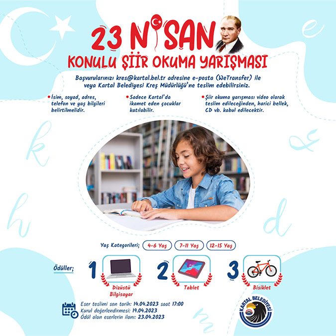 23 Nisan konulu Şiir Okuma ve Resim Yarışması'na başvurular başladı