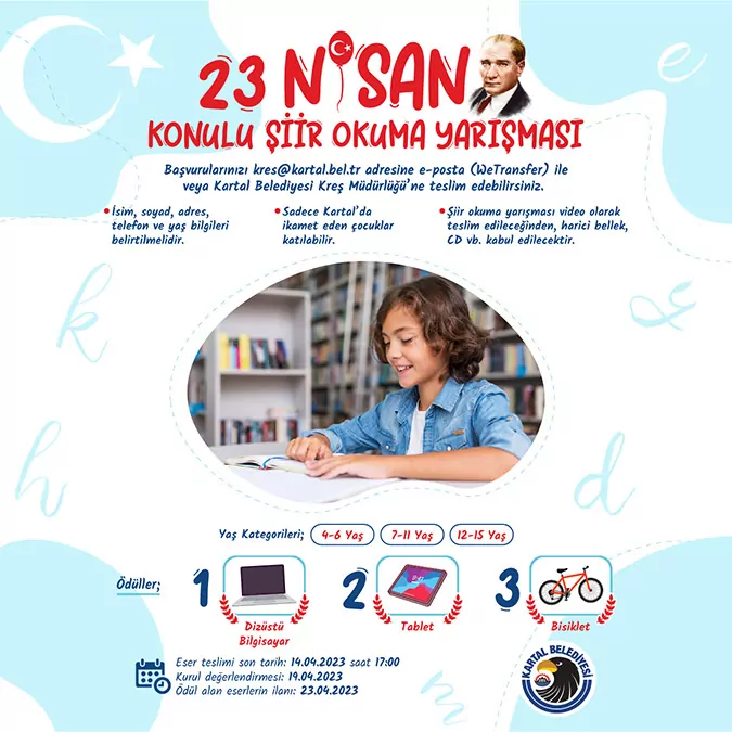 23 nisan konulu şiir okuma ve resim yarışması'na başvurular başladı