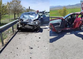 Aynı yöne giden otomobiller çarpıştı: 1 ölü, 6 yaralı