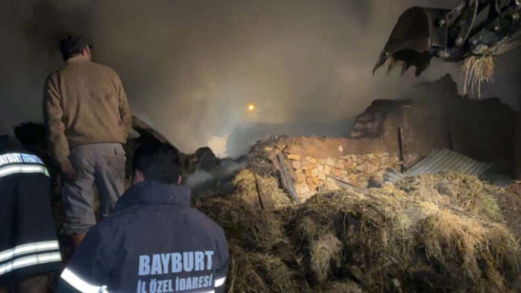 Bayburt'ta traktör yangını: 3 ev, 6 ahır, 4 samanlık yandı