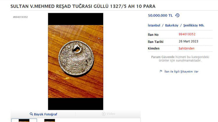 Osmanlı paraları, internette satışa çıkarıldı