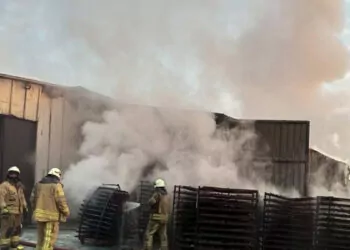 Silivri'de mangal kömürü üretim tesisinde yangın 
