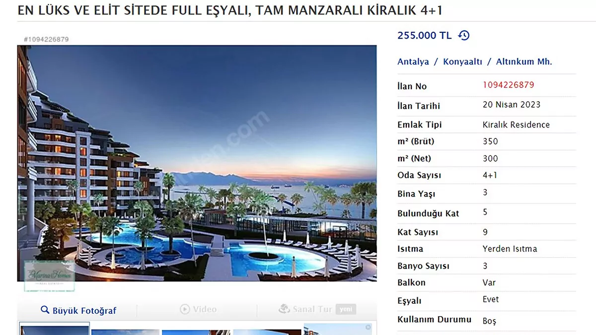 Antalyada luks dairelerin yillik kirasi rekor seviyedez - yerel haberler - haberton