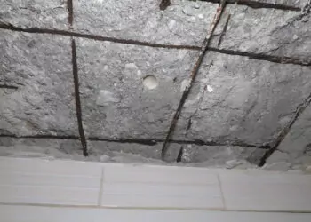 Dökülen tavan betonundan deniz kabukları ortaya çıktı