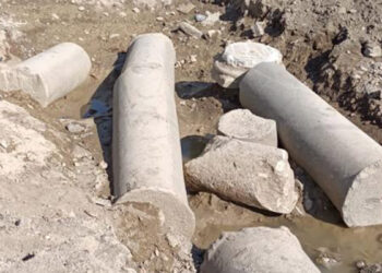 Su hattı çalışması sırasında tarihi sütunlar bulundu