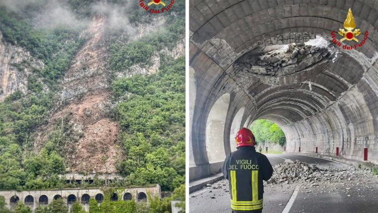 İtalya'da toprak kayması; Tünelin tavanı çöktü