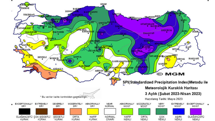 Kuraklık haritası yeşil ve mavi tonlara döndü