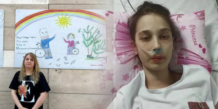 Kalp nakli bekleyen Esila'nın resmi hastane duvarında