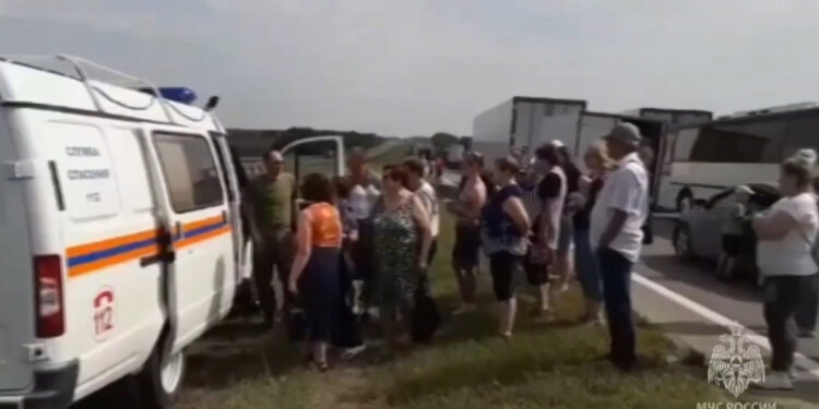 Rostov bölgesinde yoğun trafik yaşanıyor