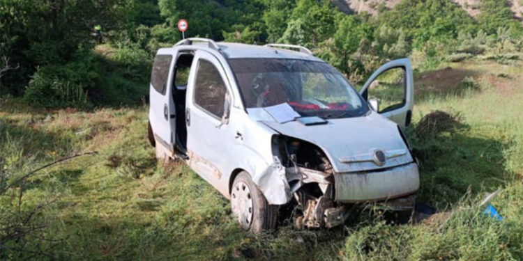 Tarlaya devrilen hafif ticari araçta 6 kişi yaralandı