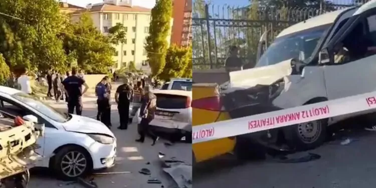 Ankara'da 10 aracın karıştığı zincirleme kaza