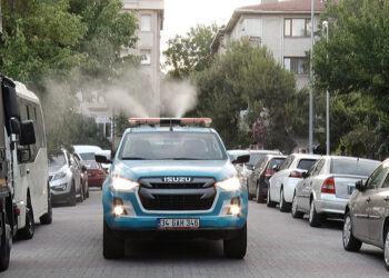 Bahçelievler'de sivrisineklere karşı ilaçlama çalışması