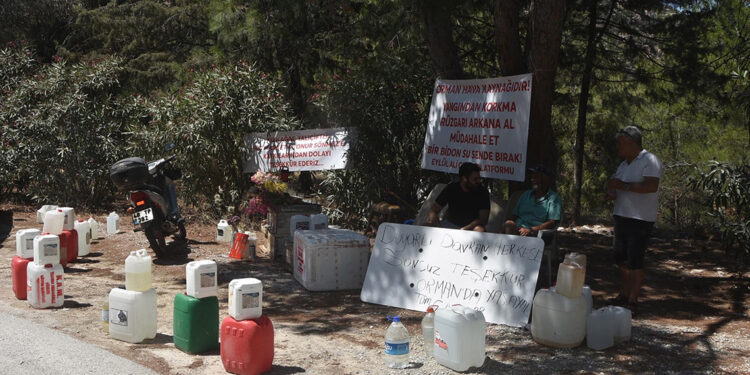 Bodrum'da orman yangınına karşı bidonlu önlem