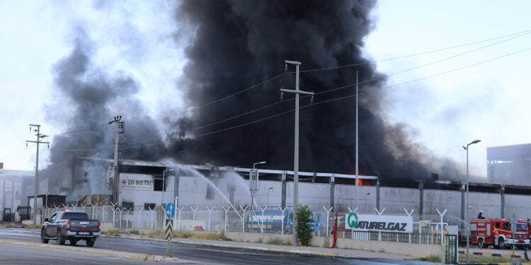 Denizli'de geri dönüşüm tesisinde yangın