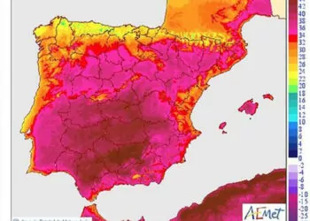 İspanya meteorolojisi, sıcaklık haritasını yayınladı