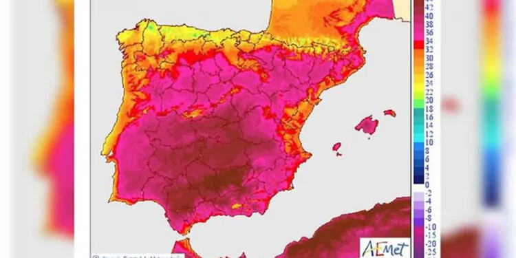 İspanya meteorolojisi, sıcaklık haritasını yayınladı