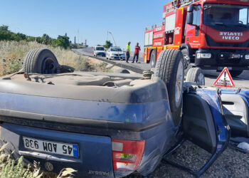 Kırıkkale'de devrilen otomobilde 5 kişi yaralandı