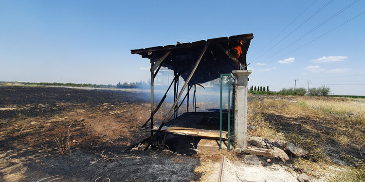 Kulübede çıkan yangın tarlaya sıçradı